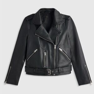 Quince 100% Top Grain Leather Motorcycle Biker Jacket Black
